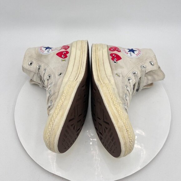 Converse Comme des Garçons Play x Chuck 70 Hi Women Size 8 White Red Shoes - Picture 9 of 14